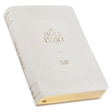 White Floral Faux Leather Giant Print Standard-size King James Version Bible with Thumb Index