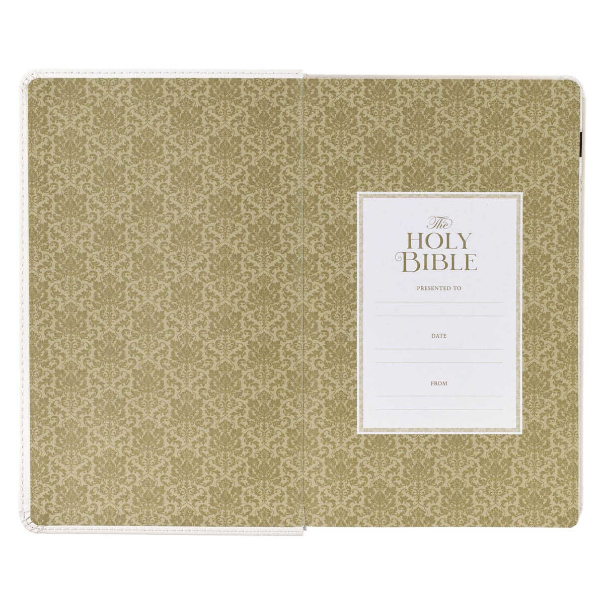 White Floral Faux Leather Giant Print Standard-size King James Version ...