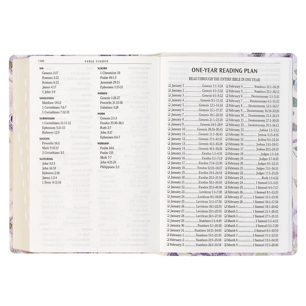 Lavender Floral Faux Leather Giant Print Full-size King James Version Bible with Thumb Index