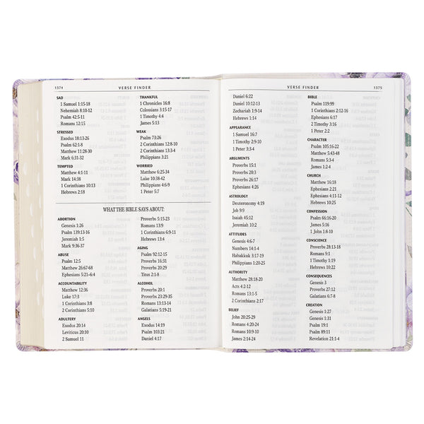 Lavender Floral Faux Leather Giant Print Full-size King James Version Bible with Thumb Index