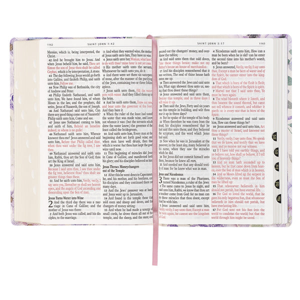 Lavender Floral Faux Leather Giant Print Full-size King James Version Bible with Thumb Index