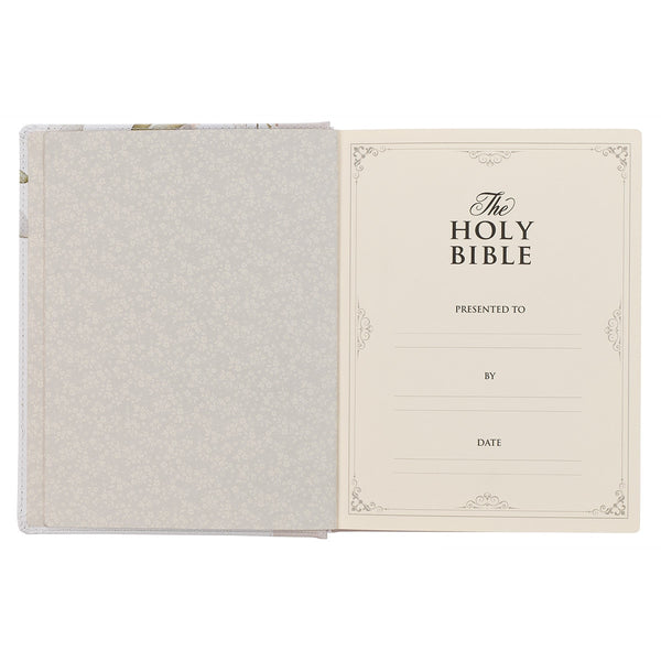 Feather Gray Floral Faux Leather Hardcover King James Version Note-taking Bible