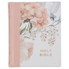 Rosy Coral Floral Faux Leather Hardcover King James Version Note-taking Bible - KI Gifts Christian Supplies