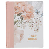 Rosy Coral Floral Faux Leather Hardcover King James Version Note-taking Bible - KI Gifts Christian Supplies