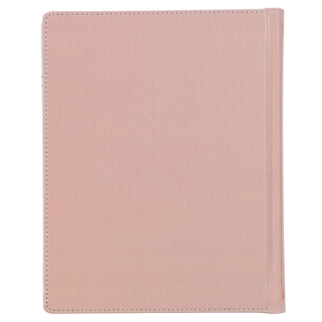 Rosy Coral Floral Faux Leather Hardcover King James Version Note-taking Bible