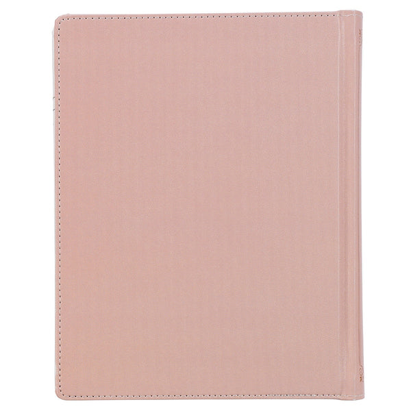 Rosy Coral Floral Faux Leather Hardcover King James Version Note-taking Bible