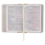 Pearlized White and Taupe Faux Leather King James Version Pocket Bible