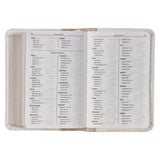 Pearlized White and Taupe Faux Leather King James Version Pocket Bible