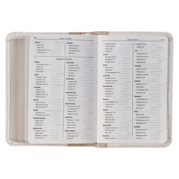 Pearlized White and Taupe Faux Leather King James Version Pocket Bible