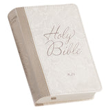 Pearlized White and Taupe Faux Leather King James Version Pocket Bible