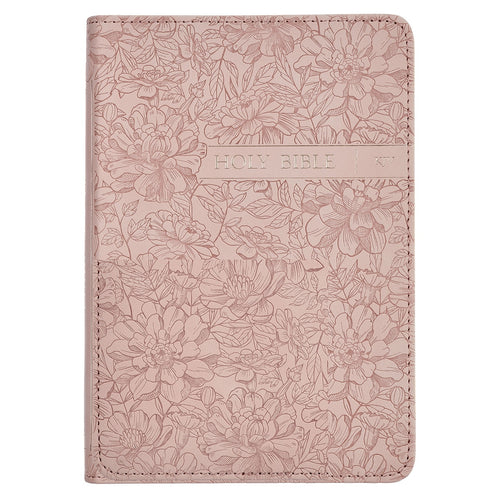 Blush Pink Floral Faux Leather Compact King James Version Bible - KI Gifts Christian Supplies