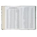 Lichen Gray Floral Faux Leather Hardcover King James Version Bible - Psalm 23:3