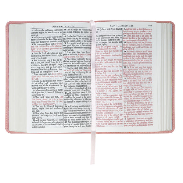 Coral Dawn Floral Large Print Compact King James Version Bible 