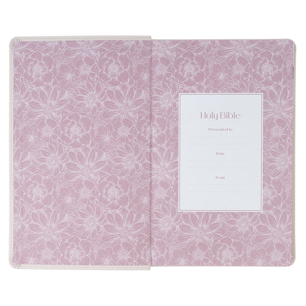 Blush Floral Faux Leather Standard-size Giant Print KJV Bible Thumb Index