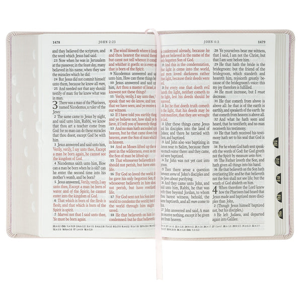 Blush Floral Faux Leather Standard-size Giant Print KJV Bible Thumb Index
