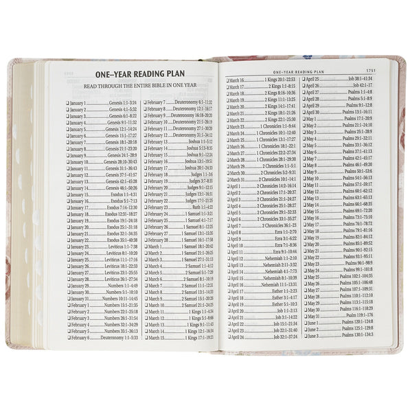 Pink Floral Faux Leather Giant Print Standard-Size King James Version Bible with Thumb Index