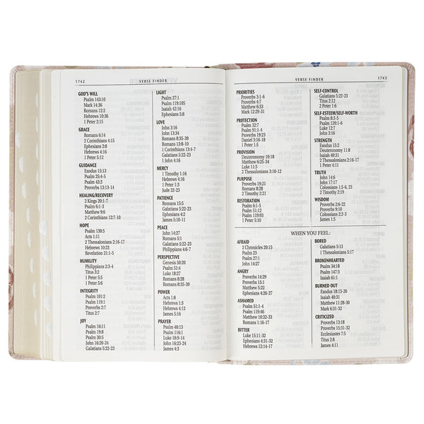 Pink Floral Faux Leather Giant Print Standard-Size King James Version Bible with Thumb Index