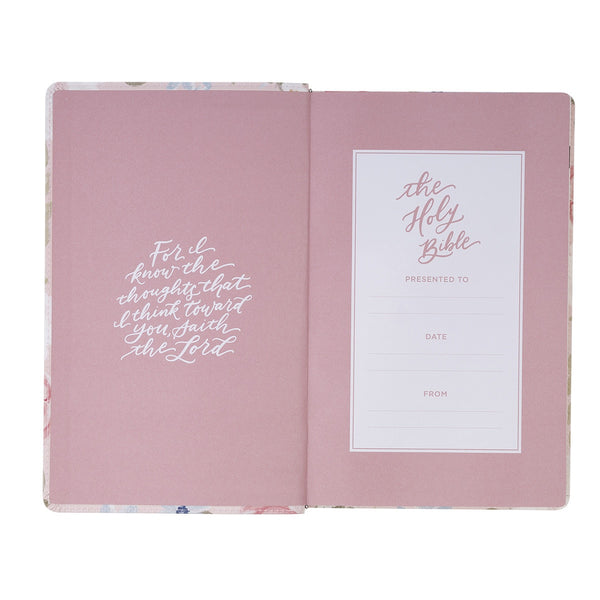 Pink Floral Faux Leather Giant Print Standard-Size King James Version Bible with Thumb Index