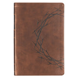 Brown Crown of Thorns Giant Print Full-size King James Version Bible with Thumb Index - KI Gifts Christian Supplies