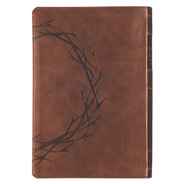 Brown Crown of Thorns Giant Print Full-size King James Version Bible with Thumb Index