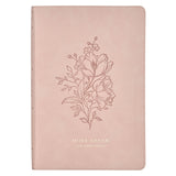Pink Floral Faux Leather Large Print Thinline King James Version Bible with Thumb Index - KI Gifts Christian Supplies