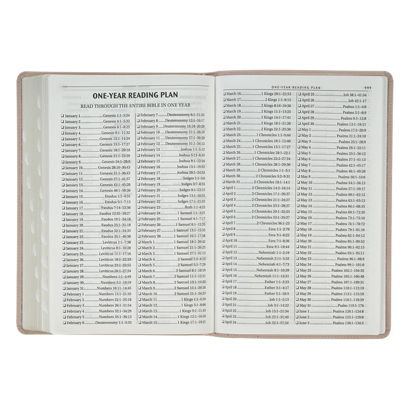 Pink Floral Faux Leather Large Print Thinline King James Version Bible with Thumb Index
