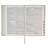 Pink Floral Faux Leather Large Print Thinline King James Version Bible with Thumb Index
