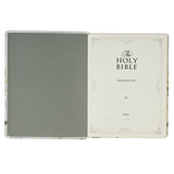 Cream Floral Faux Leather KJV Note-taking Bible - Psalm 91:4