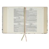 Cream Floral Faux Leather KJV Note-taking Bible - Psalm 91:4