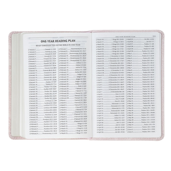 Blush Rose Faux Leather Floral King James Version Pocket Bible