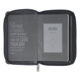Gray Lion Faux Leather King James Version Pocket Bible with Zipper Closure