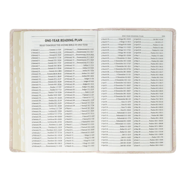 Pale Pink Floral Faux Leather King James Version Deluxe Gift Bible with Thumb Index