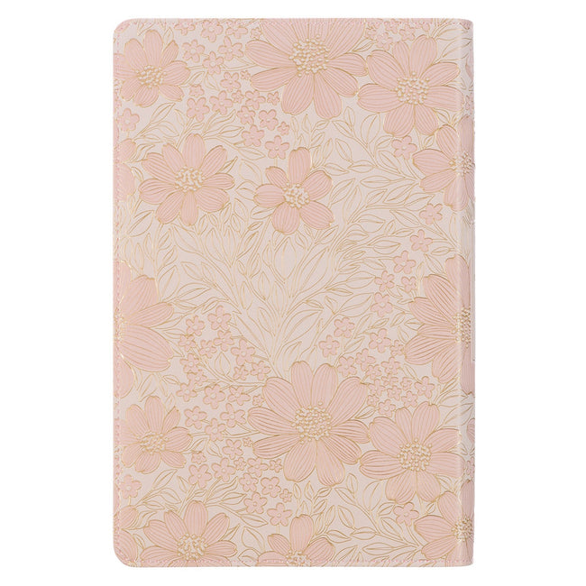 Pale Pink Floral Faux Leather King James Version Deluxe Gift Bible with Thumb Index