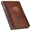 Crown of Thorns Two-tone Brown Faux Leather King James Version Deluxe Gift Bible with Thumb Index and Zipper Closure