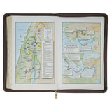 Crown of Thorns Two-tone Brown Faux Leather King James Version Deluxe Gift Bible with Thumb Index and Zipper Closure