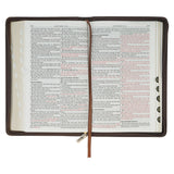 Crown of Thorns Two-tone Brown Faux Leather King James Version Deluxe Gift Bible with Thumb Index and Zipper Closure