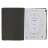 Burgundy and Toffee Faux Leather King James Study Bible with Thumb Index