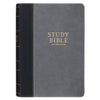 Black and Gray Faux Leather King James Study Bible with Thumb Index - KI Gifts Christian Supplies