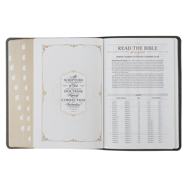 Black and Gray Faux Leather King James Study Bible with Thumb Index