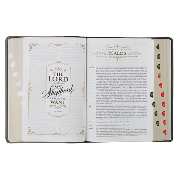 Black and Gray Faux Leather King James Study Bible with Thumb Index