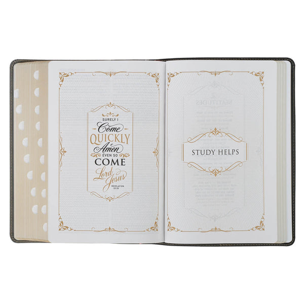 Black and Gray Faux Leather King James Study Bible with Thumb Index