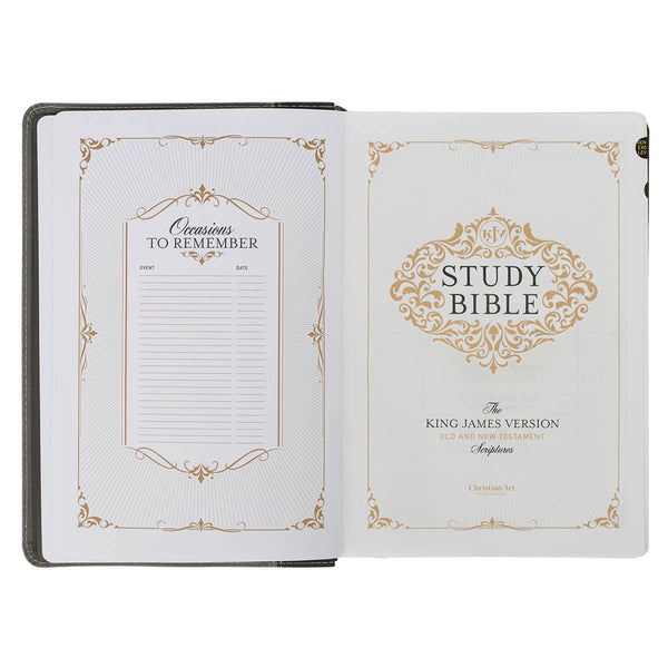 Black and Gray Faux Leather King James Study Bible with Thumb Index