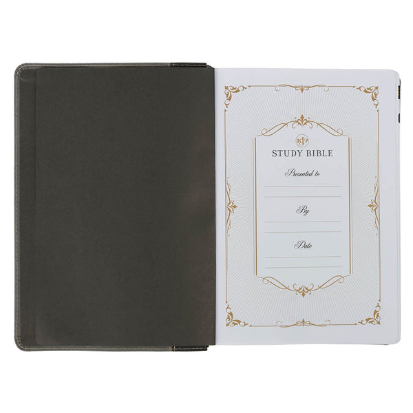 Black and Gray Faux Leather King James Study Bible with Thumb Index