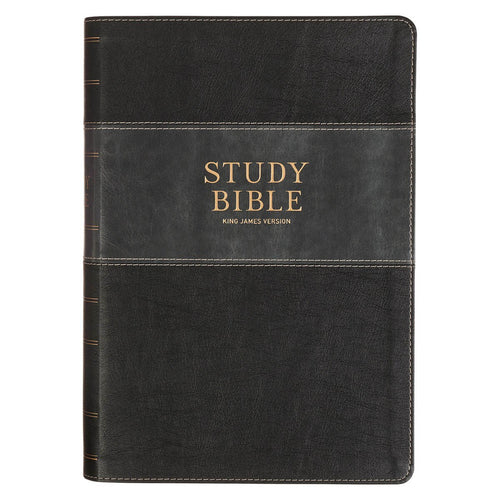 Black and Graphite Faux Leather Large Print King James Version Study Bible with Thumb Index
