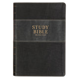 Black and Graphite Faux Leather Large Print King James Version Study Bible with Thumb Index