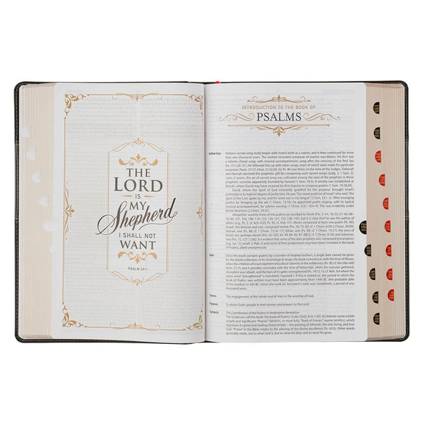 Black and Graphite Faux Leather Large Print King James Version Study Bible with Thumb Index