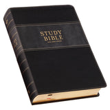 Black and Graphite Faux Leather Large Print King James Version Study Bible with Thumb Index - KI Gifts Christian Supplies
