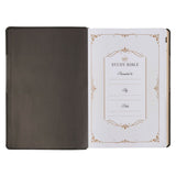 Black and Graphite Faux Leather Large Print King James Version Study Bible with Thumb Index
