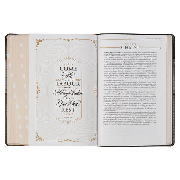 Black and Graphite Faux Leather Large Print King James Version Study Bible with Thumb Index