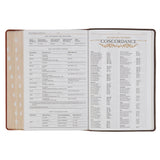 Dark Brown and Honey Brown Faux Leather Large Print King James Version Study Bible with Thumb Index